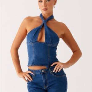 Peppermayo Denim Halter Top